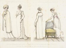 Fashion Plate (English Fashions in Novr, 1806 - Parisian Fashions in Novr, 1806), 1806. Creator: John Bell.