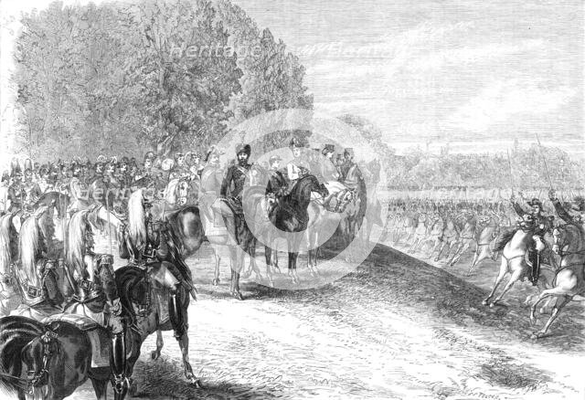 Review before the Emperor and the Prince of Wales in the Bois de Boulogne, Paris, 1869. Creator: Unknown.