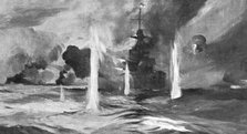 '' Au fort de la bataille Jutland ; Le "Warspite" en action', 1916. Creator: Montague Dawson.