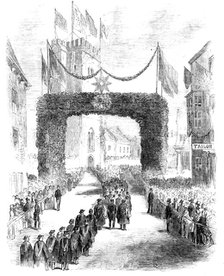 Procession to the Laying of the Foundation Stone of the New Church of St. Thomas, Newport, 1854. Creator: Unknown.