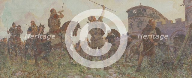 Arrival of the Saxons in London, c530 AD, (c1912). Artist: Amedee Forestier