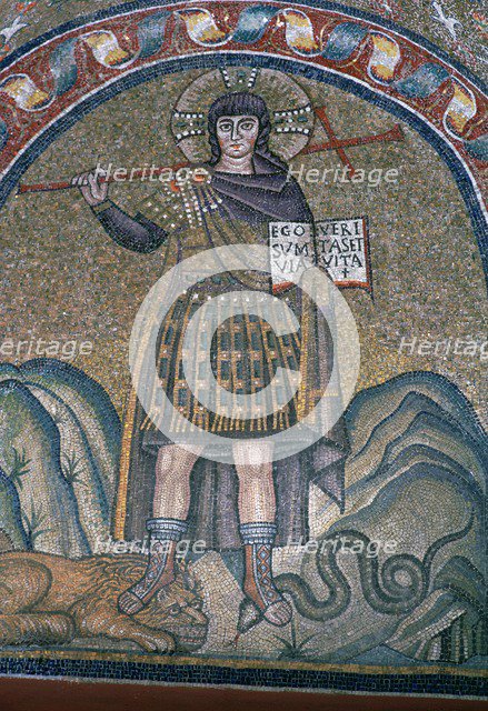 Mosaic of Christ dressed as a soldier, 6th century. Artist: Unknown