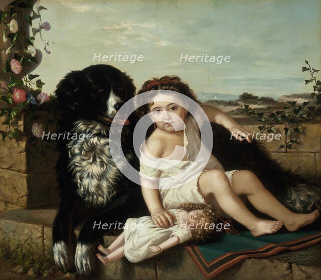 Portrait of a Girl wth Dog, 1879. Creator: Ernest-Étienne Narjot de Francheville.