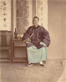 [Seated Chinese Woman with Fan], 1870s. Creator: Baron Raimund von Stillfried.