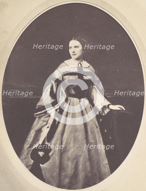 [Female Portrait, Standing, Looking Left], 1850s-60s. Creator: Franz Antoine.