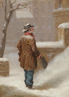 Looking For a Job (Snow Shoveller), c1859. Creator: Charles Felix Blauvelt.