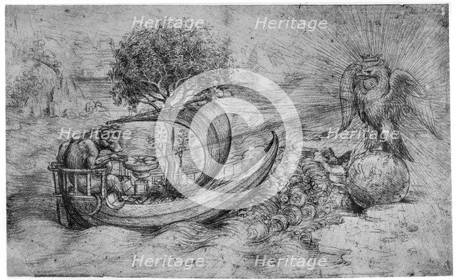 Allegory with wolf and eagle, c1516 (1954).Artist: Leonardo da Vinci