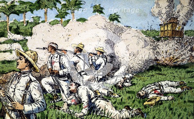 Cuba War (1895 - 1898), the Spanish troops defending El Caney before an American division on July…
