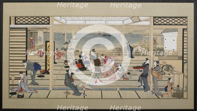 Moonlight Revelry at Dozo Sagami, Late 18th cent.. Artist: Utamaro, Kitagawa (1753-1806)