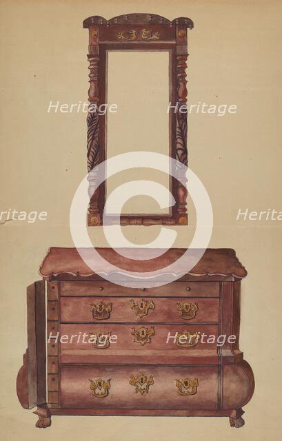 Drawers and Mirror, 1935/1942. Creator: Juanita Lantz.