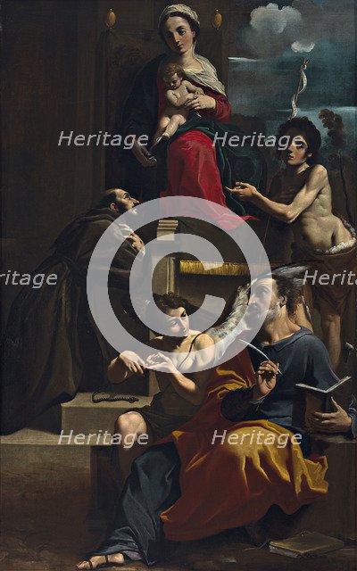 Madonna and Child Enthroned with Saints Francis, Matthew and John the Baptist, ca 1624.