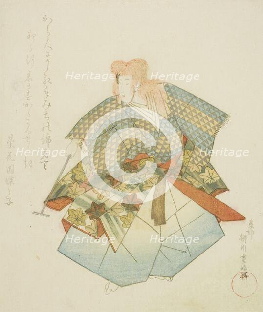 Dancer in Momijigari, from an untitled series of nerimono festival dancers, c. 1823. Creator: Yanagawa Shigenobu.