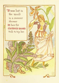 'Twas lost in the wood in a summer shower When the Clown's Wort tried to trip her, 1899.  Creator: Walter Crane.