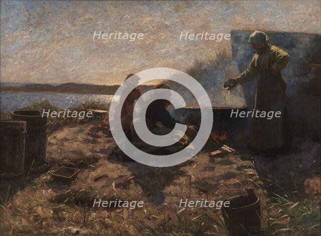 Boiling Train Oil at Nymindegab, Jutland, 1879. Creator: Laurits Tuxen.