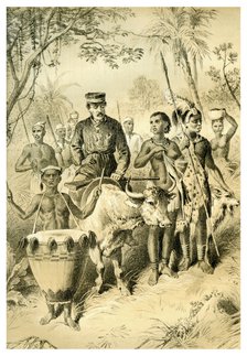 'Livingstone Weak from Fever Escorted to Shinte's Town', c1854 (1883). Artist: Unknown