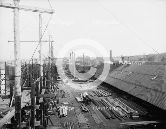 Globe Iron Works ship yard, Cleveland, ca 1900. Creator: Unknown.