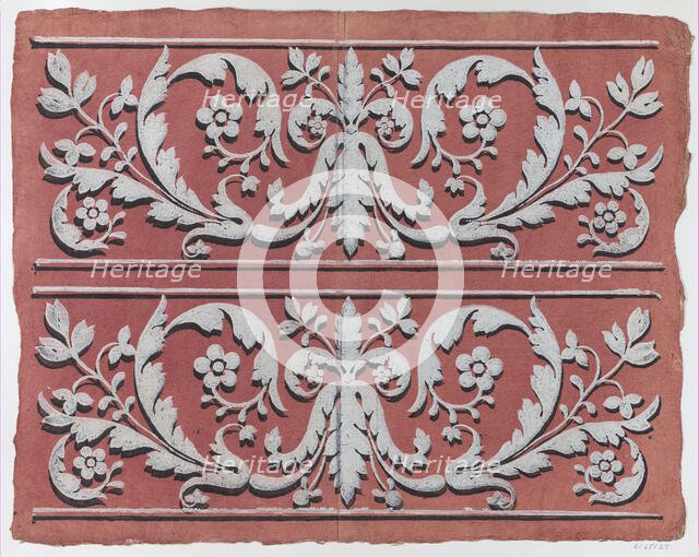 Sheet with two borders with rinceau motif, late 18th-mid-19th century., late 18th-mid-19th century. Creator: Anon.