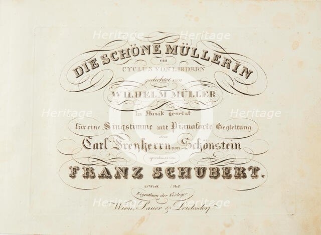 First edition of the complete song cycle "The Beautiful Müllerin" by Franz Schubert, 1824. Creator: Historic Object ().