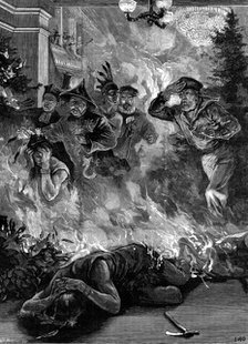 Fatal disaster at the art-students' masquerade in Munich, 1881. Creator: W. I. Mosses.