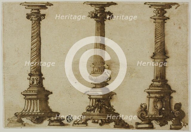 Three Candelabra, 1550/1621. Creator: Giovanni Battista Montano.