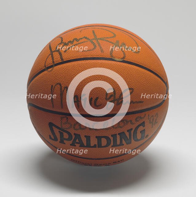 Basketball signed by members of the U.S. "Dream Team", 1992. Creator: Spalding.