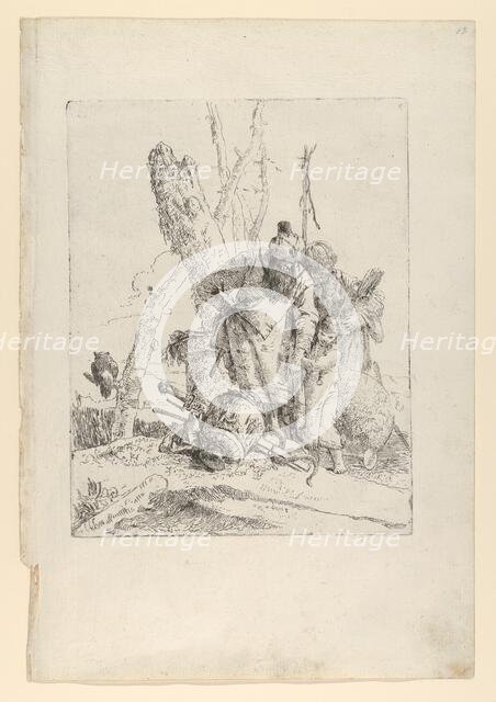 Two astrologers and a boy, from the Scherzi, ca. 1743-50. Creator: Giovanni Battista Tiepolo.