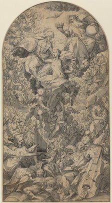 The Coronation of the Virgin with Angel Musicians and All Saints, c. 1590. Creator: Master J.N..