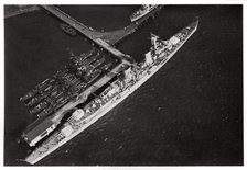Aerial view of the German light cruiser 'Karlsruhe', from a Zeppelin, c1931 (1933). Artist: Unknown
