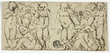 Two Decorative Groups of Putti with Trumpets and Fruit, n.d. Creator: Unknown.