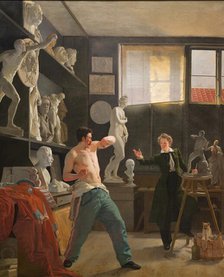 A Sculptor in his Studio Working from the Life, 1827. Creator: Wilhelm Bendz.