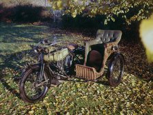 1913 BAT motorcycle with wicker sidecar Artist: Unknown.