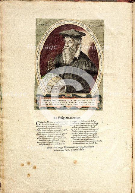 Portrait of Gerardus Mercator (1512-1594) aged 62. Artist: Hogenberg, Frans (1535-1590)