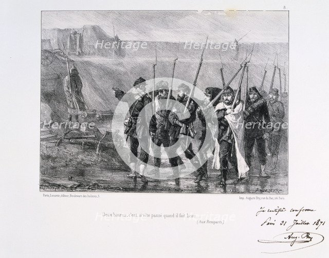 'Deux heures, c'est si vite passe quand il fait beau', Siege of Paris, 1870-1871 (1871). Artist: Auguste Bry