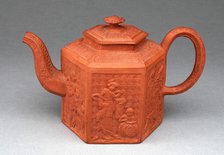 Hexagonal Teapot, Staffordshire, c. 1770. Creator: Staffordshire Potteries.