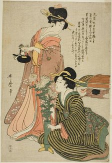 The Chrysanthemum Festival in the Ninth Month, from an untitled pentaptych of the five..., c. 1803. Creator: Kitagawa Utamaro.