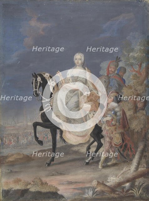 Portrait of a Russian Empress on horseback, 18th century. Creator: Anon.