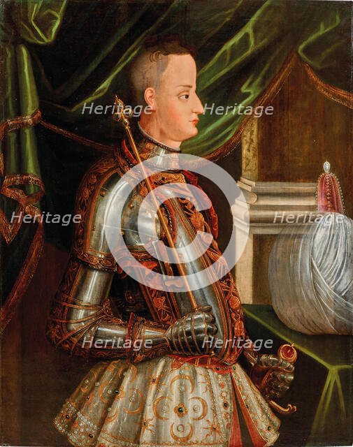 Portrait of Sultan Osman II (1604-1622), in armor with a scepter and..., First third of 17th cen. Creator: Anonymous.