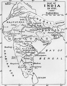 'Map of India in 1757', (c1912). Artist: Unknown.