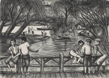 Fishing in the Park, ca.1935 - 1943. Creator: Richard William Lindsey.