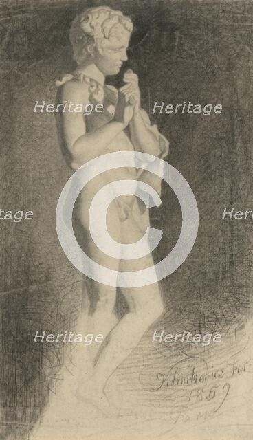 Study of a boy playing the flute, 1859. Creator: Frantisek Klimkovic.