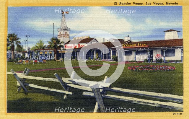 'El Rancho Vegas, Las Vegas, Nevada', postcard, 1950. Artist: Unknown