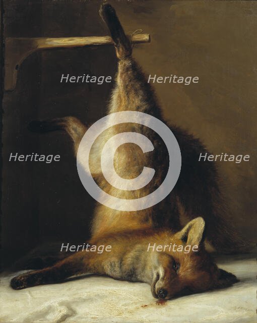 Dead Fox, 1848. Creator: Frants Diderik Bøe.