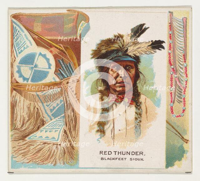 Red Thunder, Blackfeet Sioux, from the American Indian Chiefs series (N36) for Allen & Gin..., 1888. Creator: Allen & Ginter.