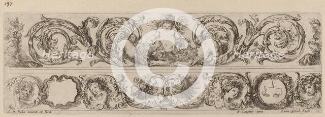 Two Ornamental Bands with Cupid and Heads of the Four Seasons, probably 1648. Creator: Stefano della Bella.