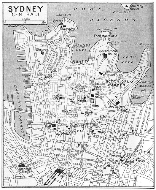 Map of central Sydney, New South Wales, Australia, c1924. Artist: Unknown