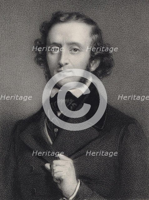 Portrait of the pianist and composer Felix Mendelssohn Bartholdy (1809-1847). Creator: Lemoine, Auguste (1822-1869).