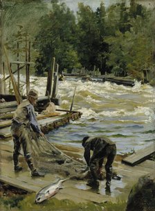 Salmon Fishing, 1892. Creator: Gunnar Berndtson.