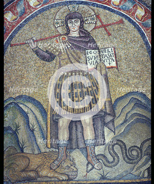 Mosaic of Christ dressed as a Roman soldier, 6th century. Artist: Unknown