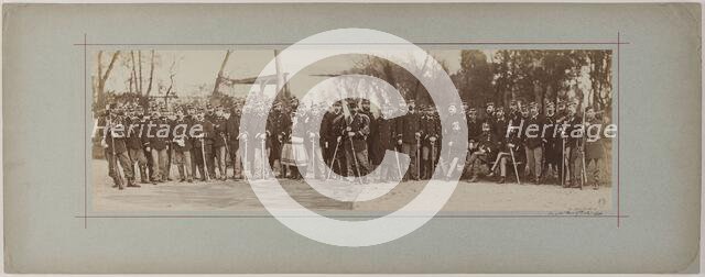 Panorama: group portrait of soldiers, 1870. Creator: Andre-Adolphe-Eugene Disderi.