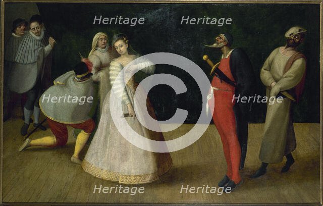 Troupe de comédiens italiens (les Gelosi ?), c1580. Creator: Ecole Francaise.